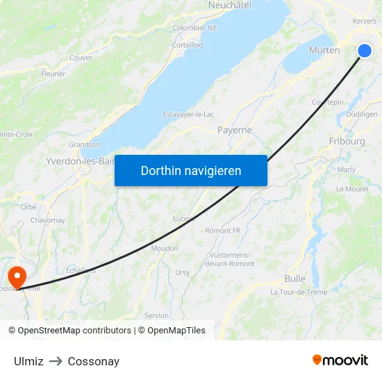 Ulmiz to Cossonay map