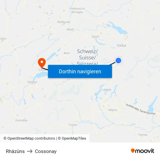 Rhäzüns to Cossonay map