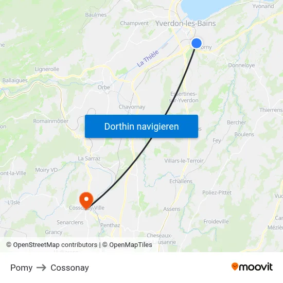 Pomy to Cossonay map