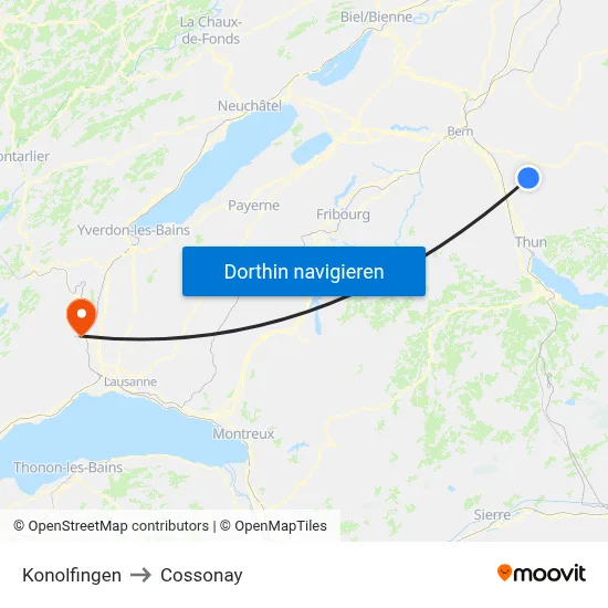 Konolfingen to Cossonay map