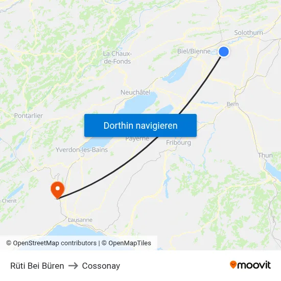 Rüti Bei Büren to Cossonay map