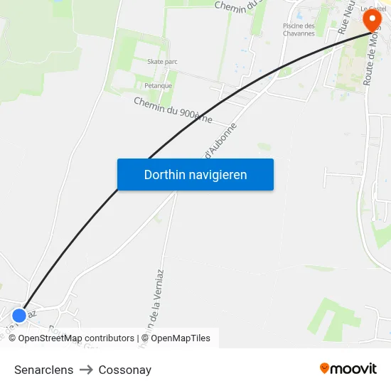 Senarclens to Cossonay map
