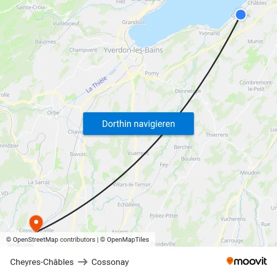 Cheyres-Châbles to Cossonay map