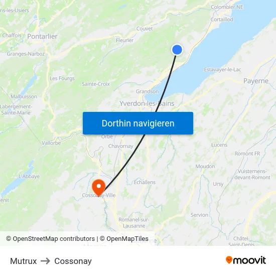 Mutrux to Cossonay map