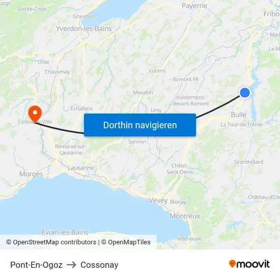 Pont-En-Ogoz to Cossonay map