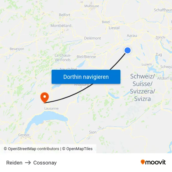 Reiden to Cossonay map