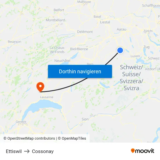Ettiswil to Cossonay map