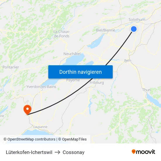 Lüterkofen-Ichertswil to Cossonay map