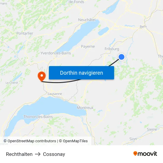 Rechthalten to Cossonay map