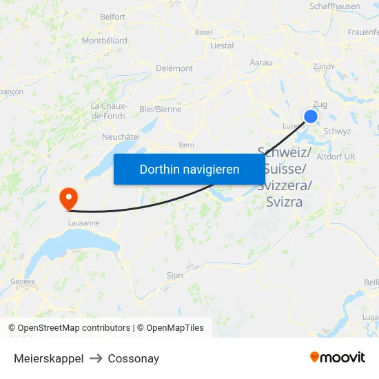 Meierskappel to Cossonay map