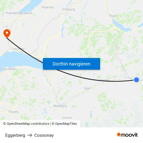 Eggerberg to Cossonay map