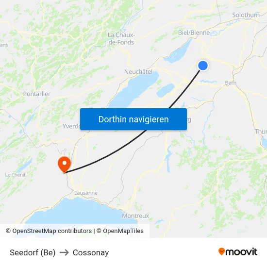 Seedorf (Be) to Cossonay map