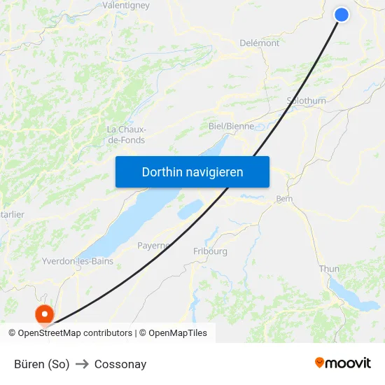Büren (So) to Cossonay map