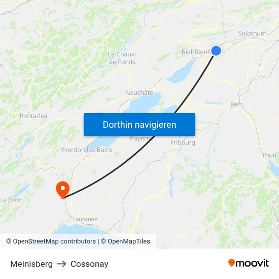 Meinisberg to Cossonay map