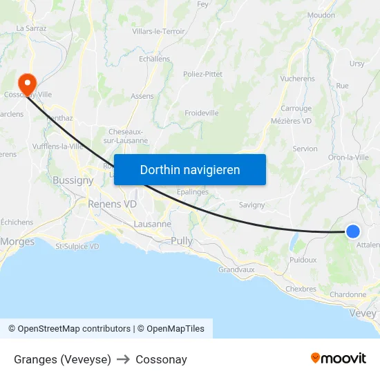 Granges (Veveyse) to Cossonay map