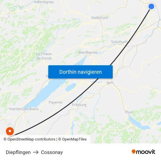 Diepflingen to Cossonay map
