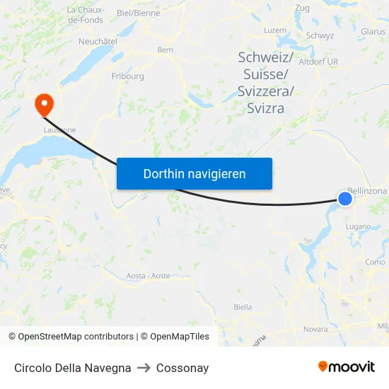 Circolo Della Navegna to Cossonay map