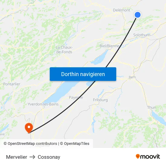Mervelier to Cossonay map