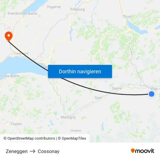 Zeneggen to Cossonay map