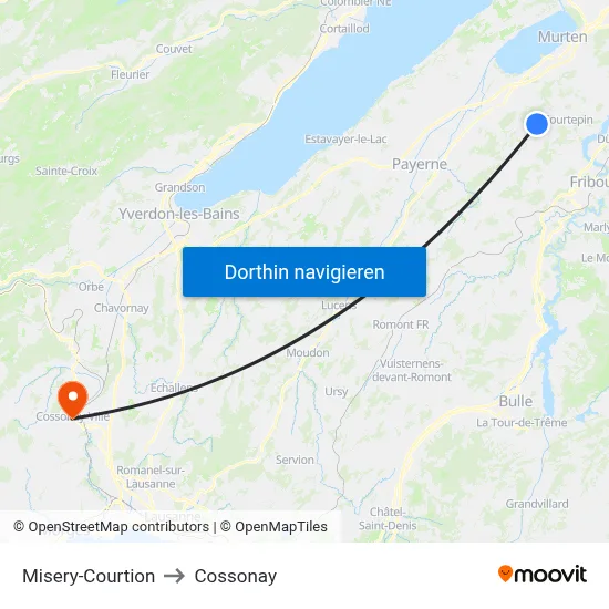 Misery-Courtion to Cossonay map