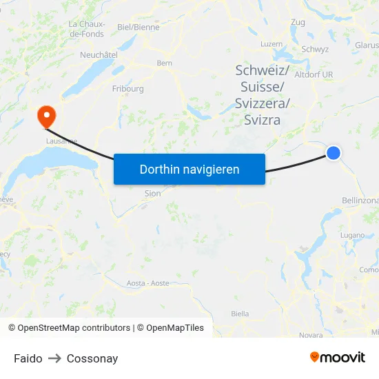 Faido to Cossonay map