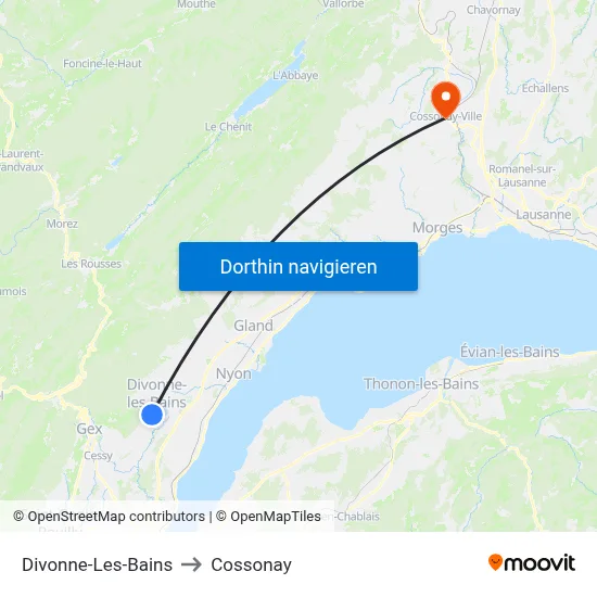 Divonne-Les-Bains to Cossonay map