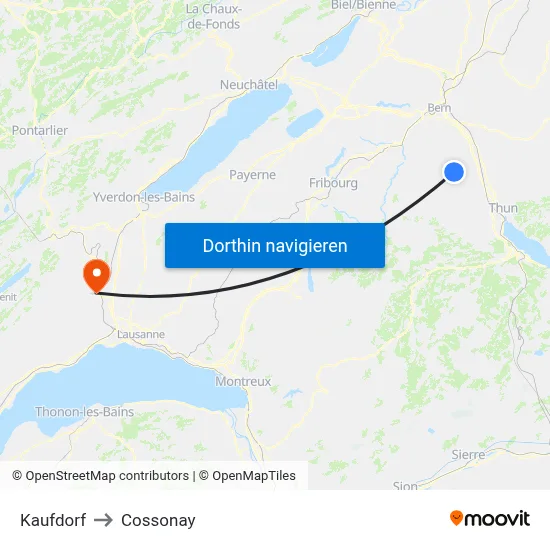 Kaufdorf to Cossonay map