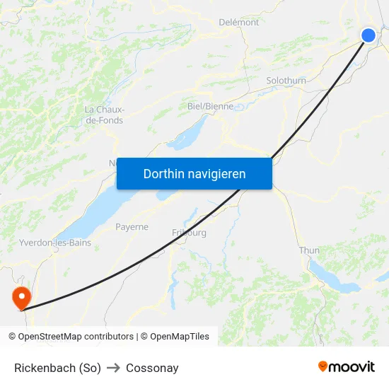 Rickenbach (So) to Cossonay map