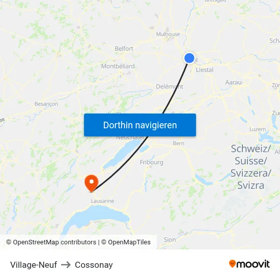 Village-Neuf to Cossonay map
