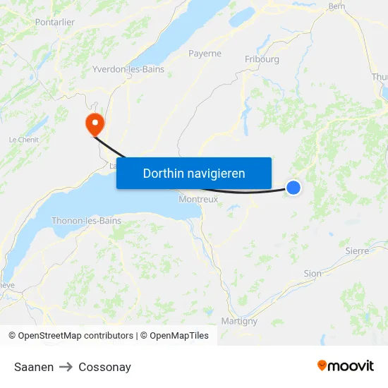 Saanen to Cossonay map