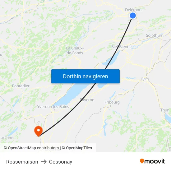 Rossemaison to Cossonay map
