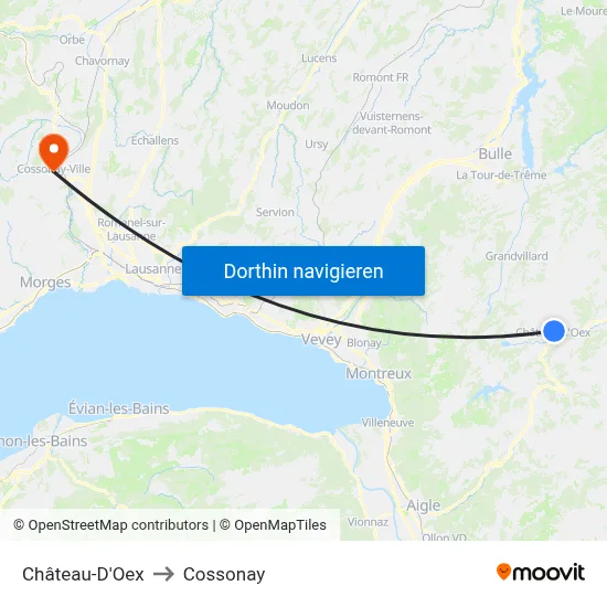 Château-D'Oex to Cossonay map