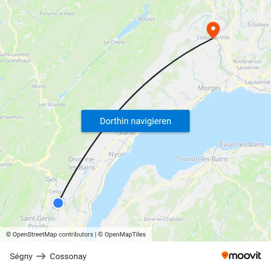 Ségny to Cossonay map