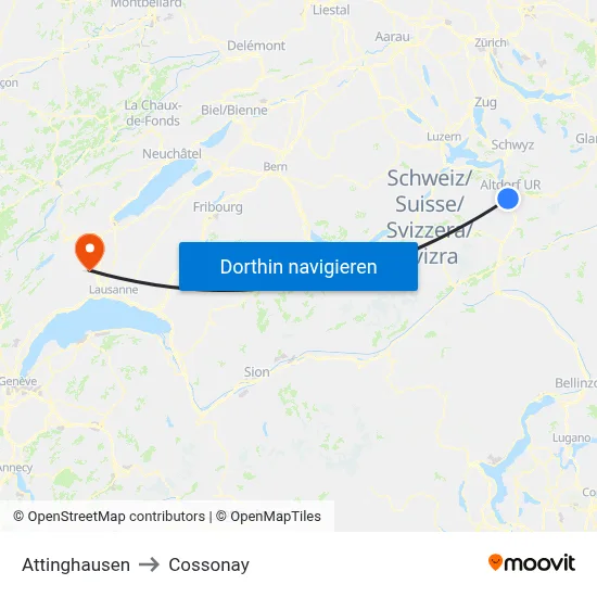 Attinghausen to Cossonay map