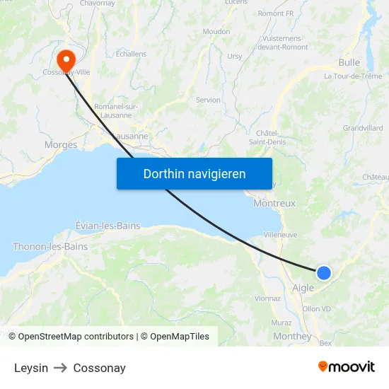Leysin to Cossonay map