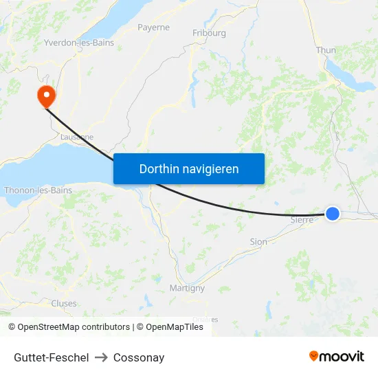 Guttet-Feschel to Cossonay map