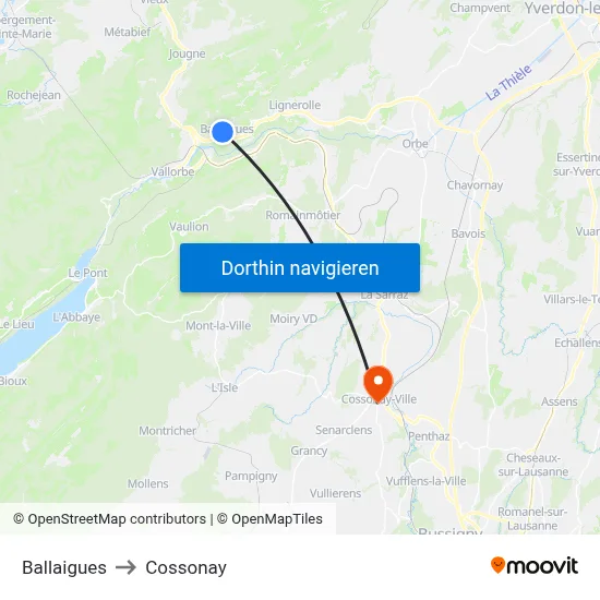Ballaigues to Cossonay map