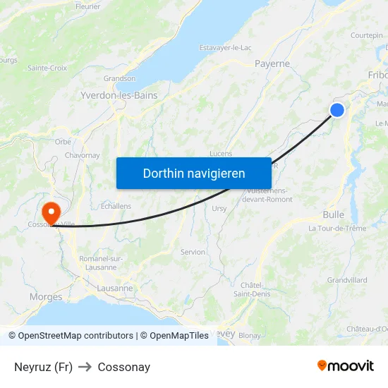 Neyruz (Fr) to Cossonay map