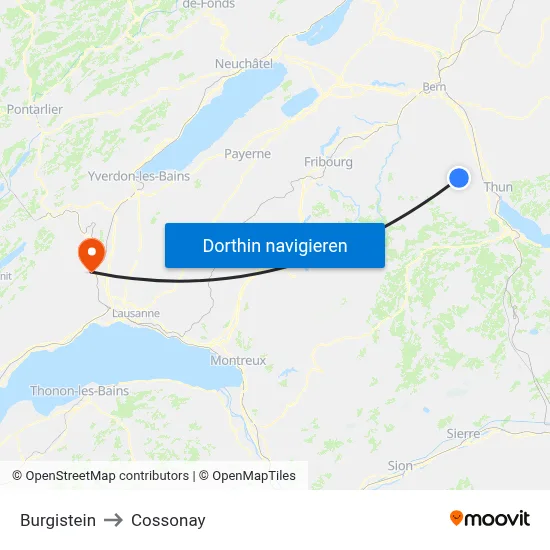Burgistein to Cossonay map