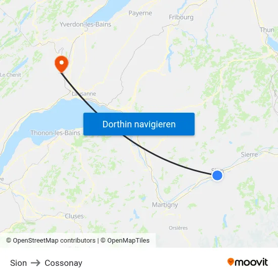 Sion to Cossonay map