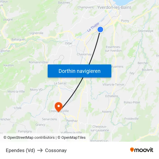 Ependes (Vd) to Cossonay map