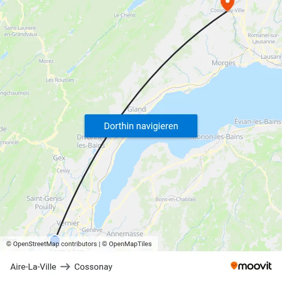 Aire-La-Ville to Cossonay map