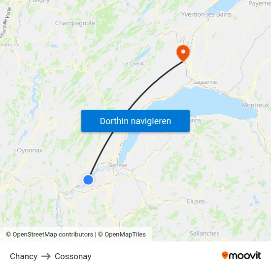Chancy to Cossonay map