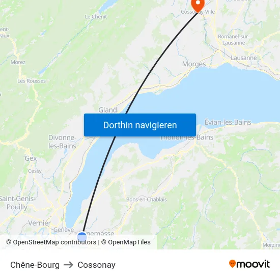 Chêne-Bourg to Cossonay map