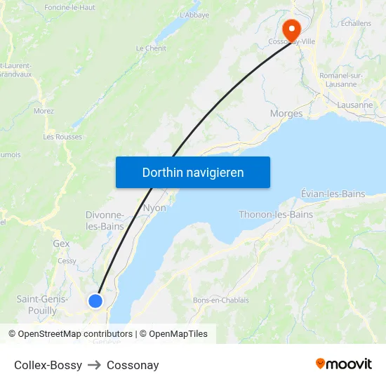 Collex-Bossy to Cossonay map