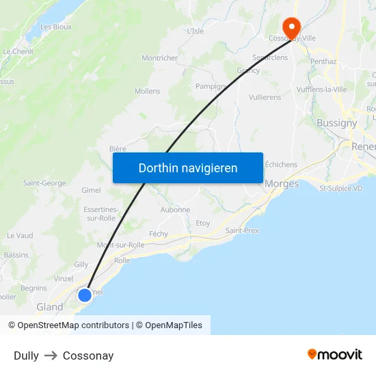 Dully to Cossonay map