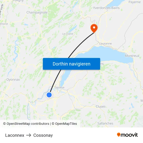 Laconnex to Cossonay map