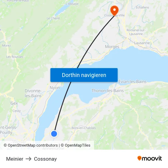 Meinier to Cossonay map
