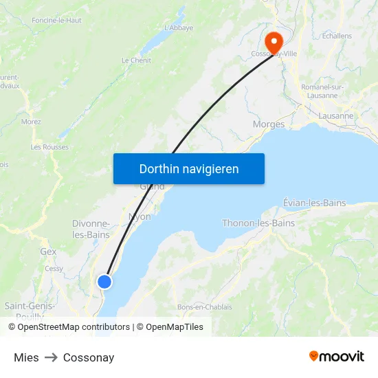 Mies to Cossonay map