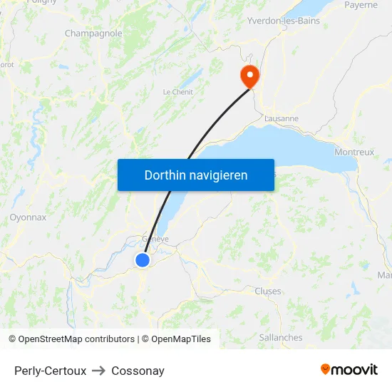 Perly-Certoux to Cossonay map